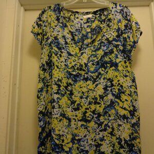 BURST Of SPRING FLOWERS GIRL Yellow & Blue Blouse X L